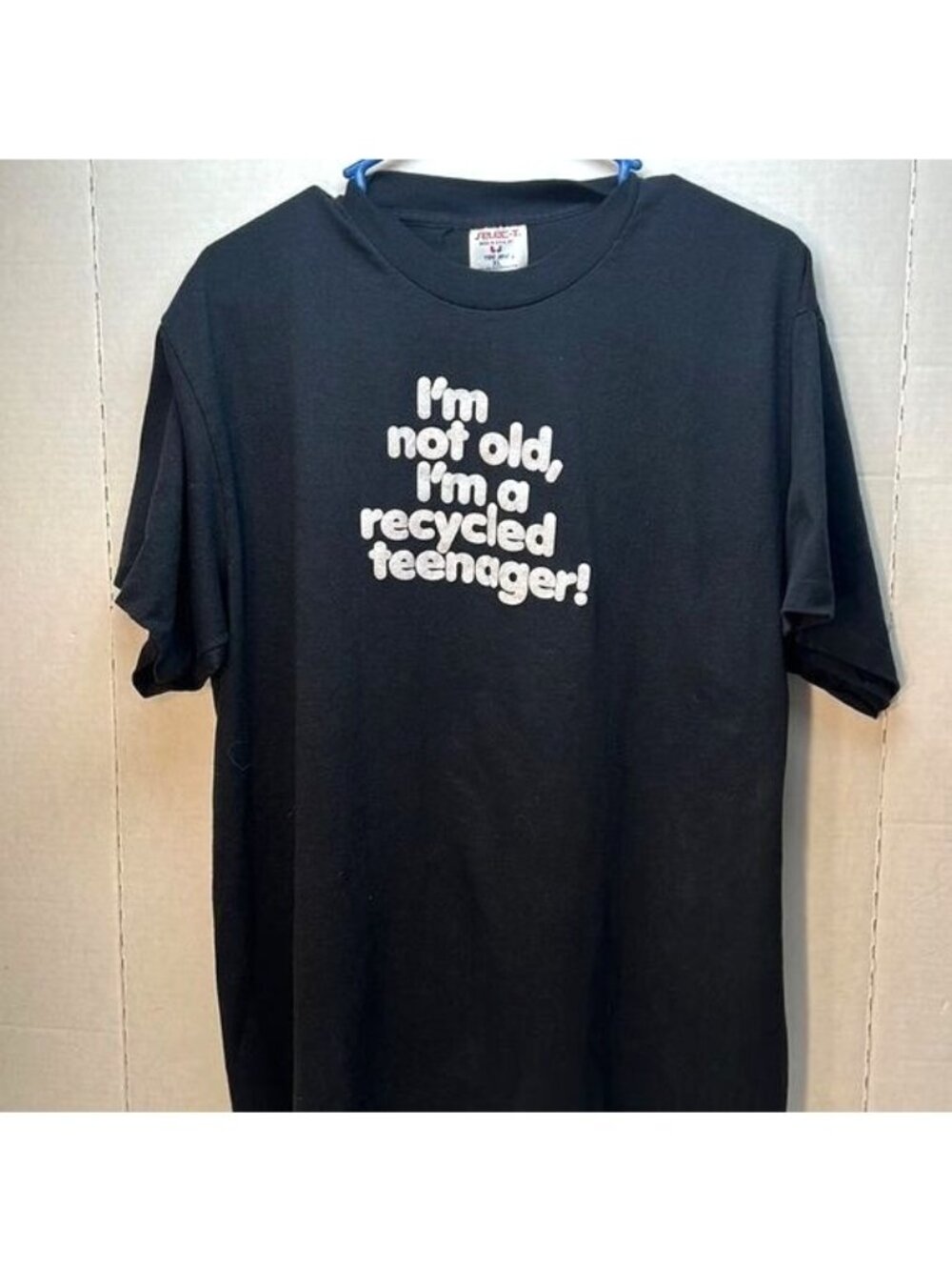 I'm Not Old I'm A Recycled Teenager Black Tee XL Tee Jays Retro